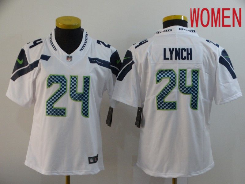 Women Seattle Seahawks #24 Lynch White Nike Vapor Untouchable Limited NFL Jersey